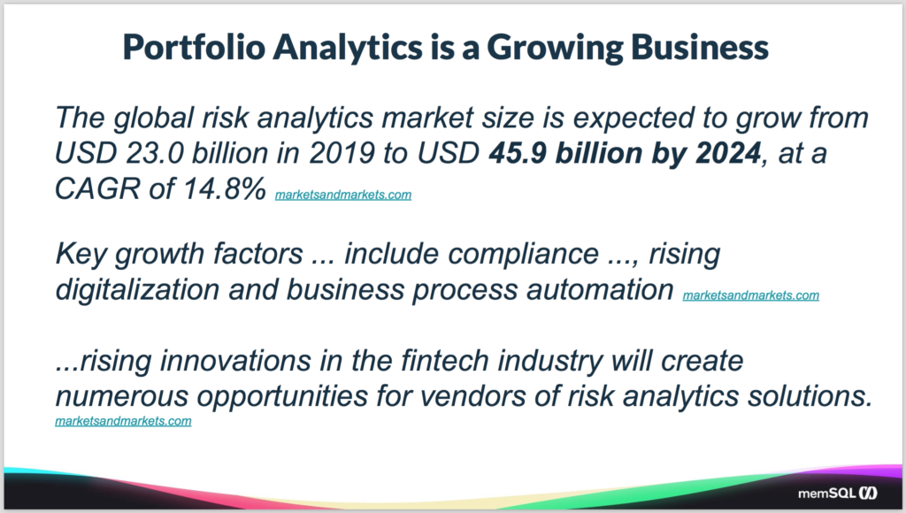 SingleStore - Portfolio analytics is a growing business