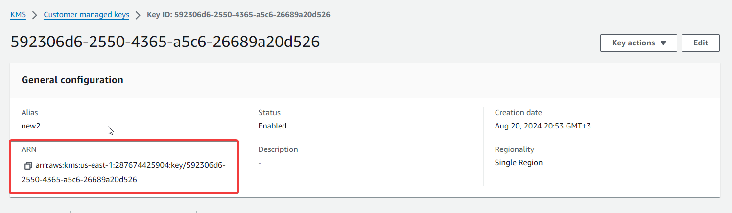 Cloud Key Management Service for AWS Volume Encryption > Configuring CMEK while deploying the workgroup Step 10