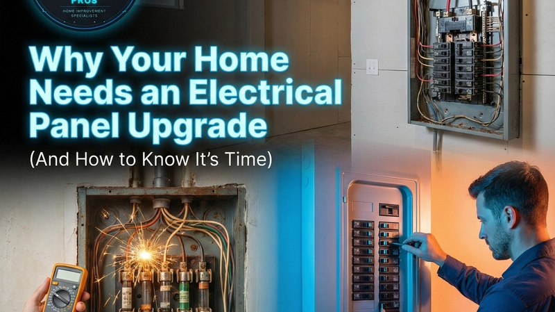 Licensed electrician upgrading residential electrical panel in Dallas-Fort Worth home showing modern 200-amp breaker box installation