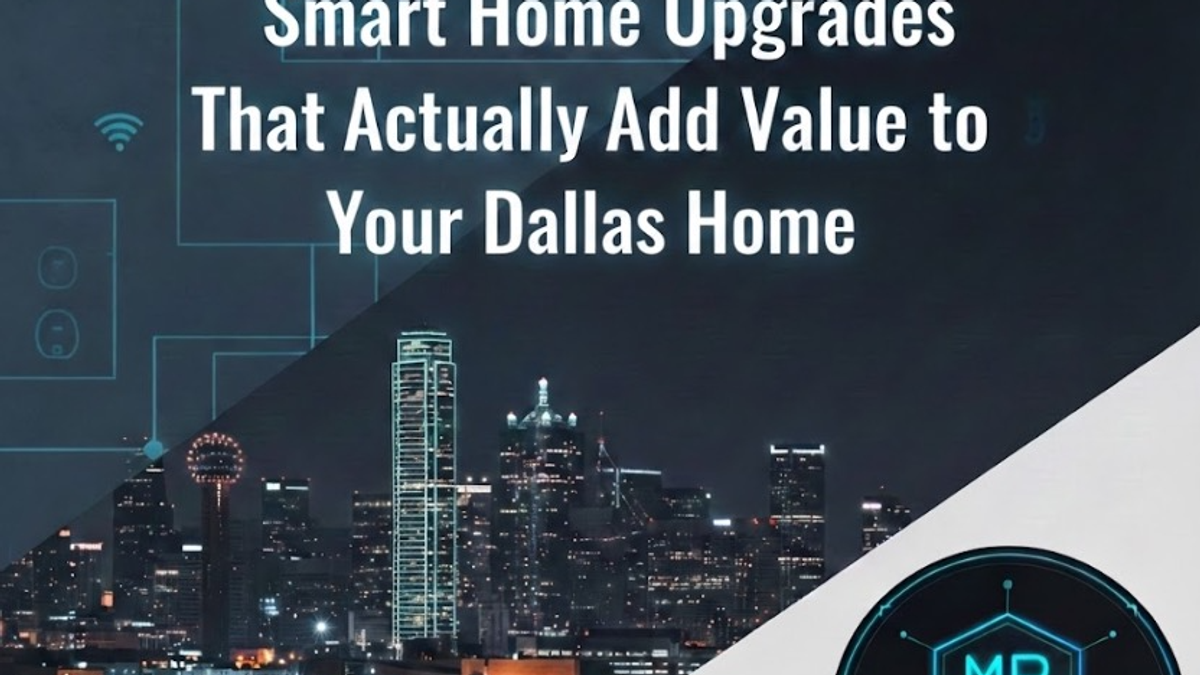 Licensed electrician installing smart home electrical infrastructure including network wiring and dedicated circuits in Dallas-Fort Worth luxury home