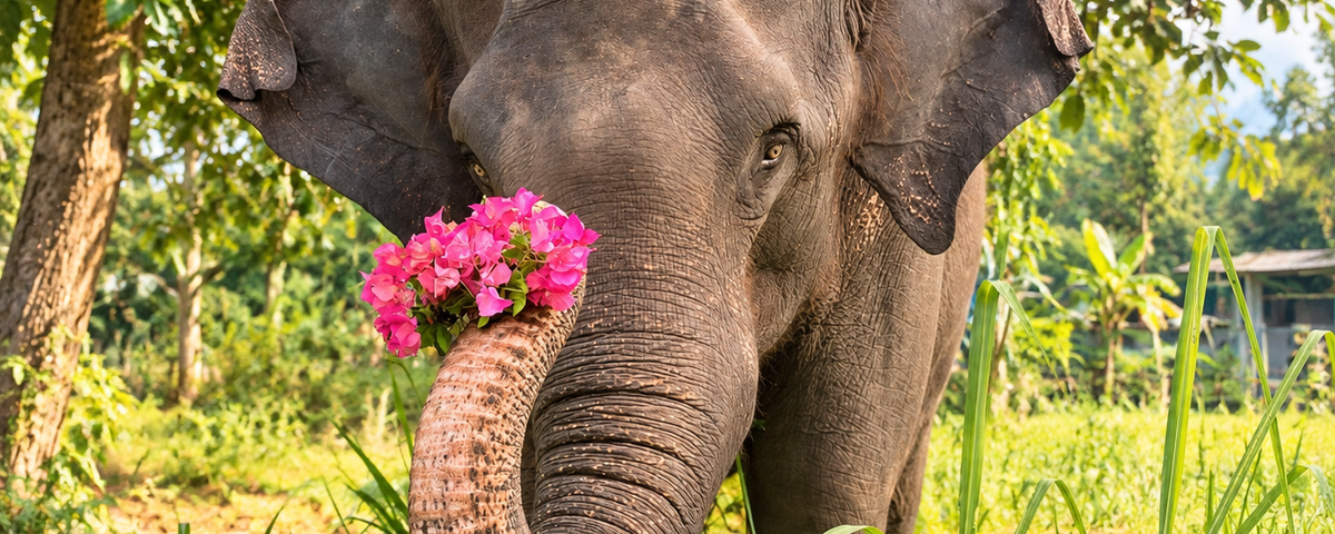 Elephant resting standing up in the wild