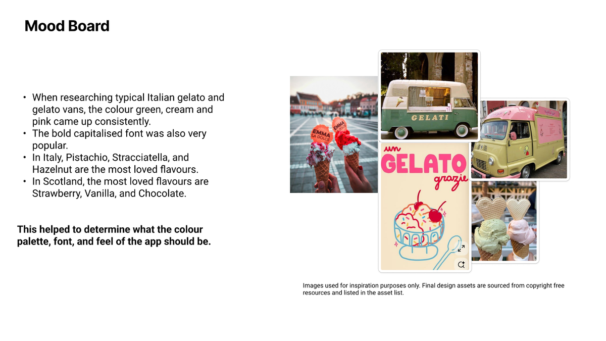 Mood Board with images of vintage ice cream vans