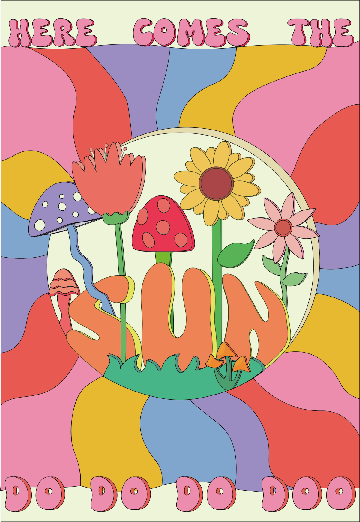 Funky colours and flowers with beatles lyrics
