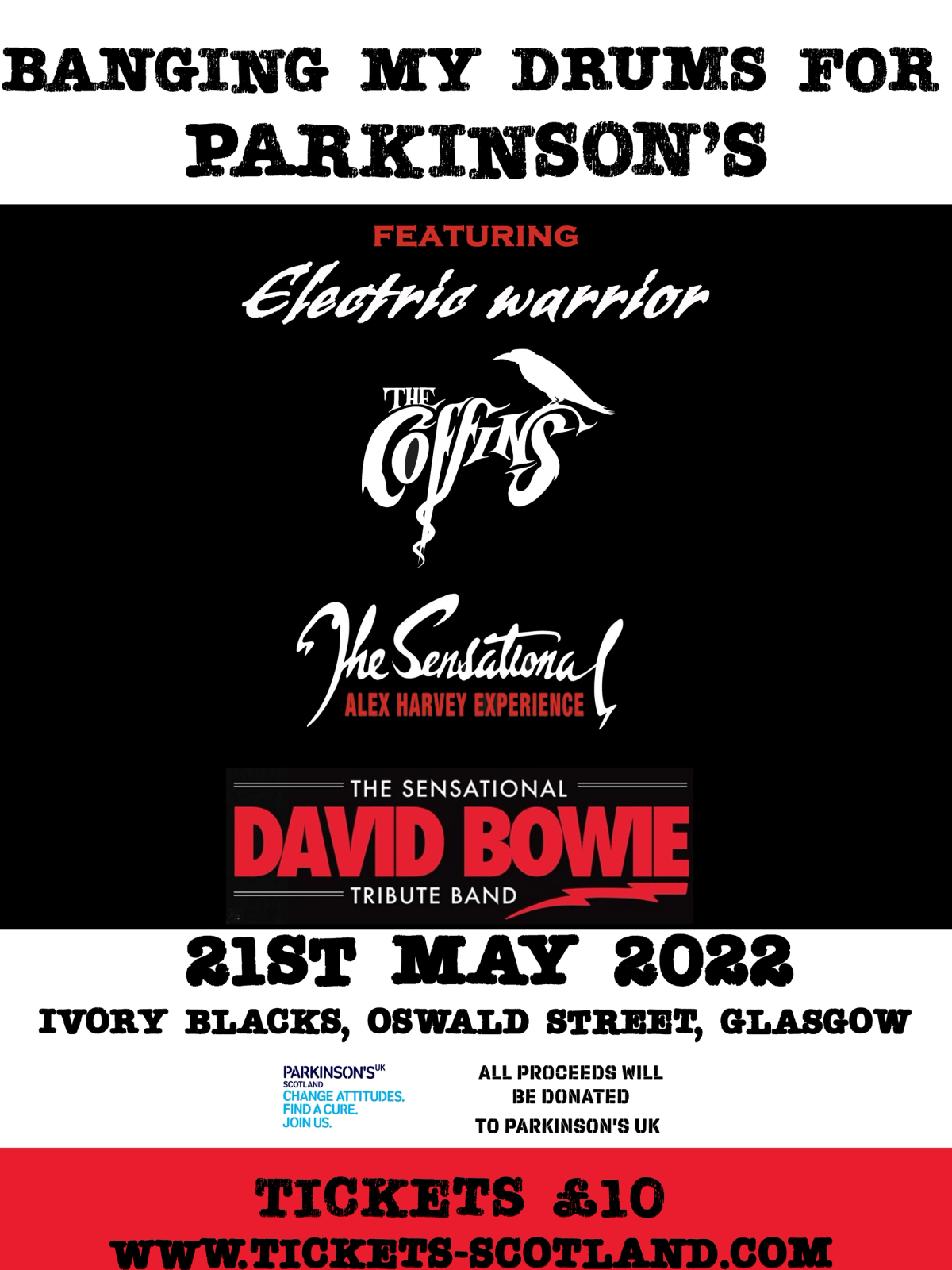 Gig poster with band names and event details