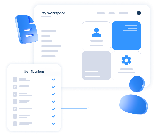 Personalized CRM workspace with user dashboard, modules, and notification management