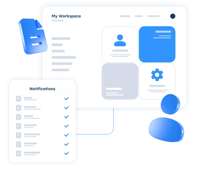Personalized CRM workspace with user dashboard, modules, and notification management