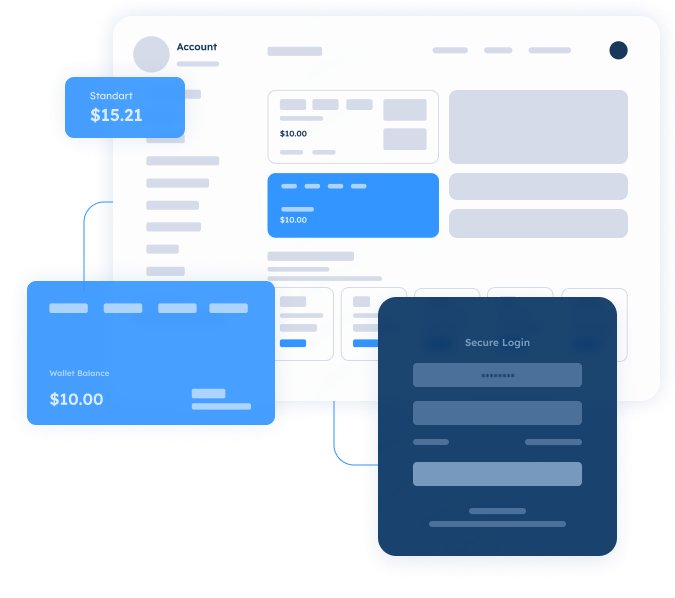 Secure CRM client portal providing access to accounts, funds, and authentication features in real time