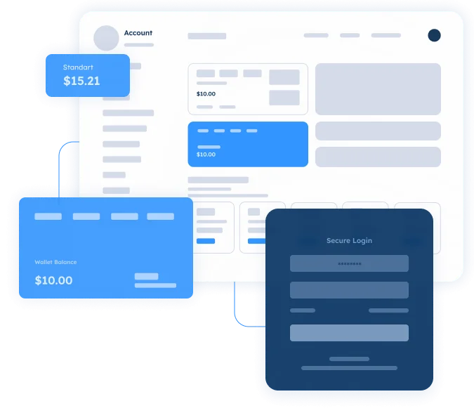 Secure CRM client portal providing access to accounts, funds, and authentication features in real time