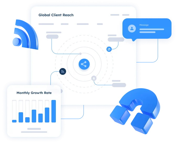 CRM marketing interface showing audience segmentation, multi channel campaigns, attribution reporting, and lead capture