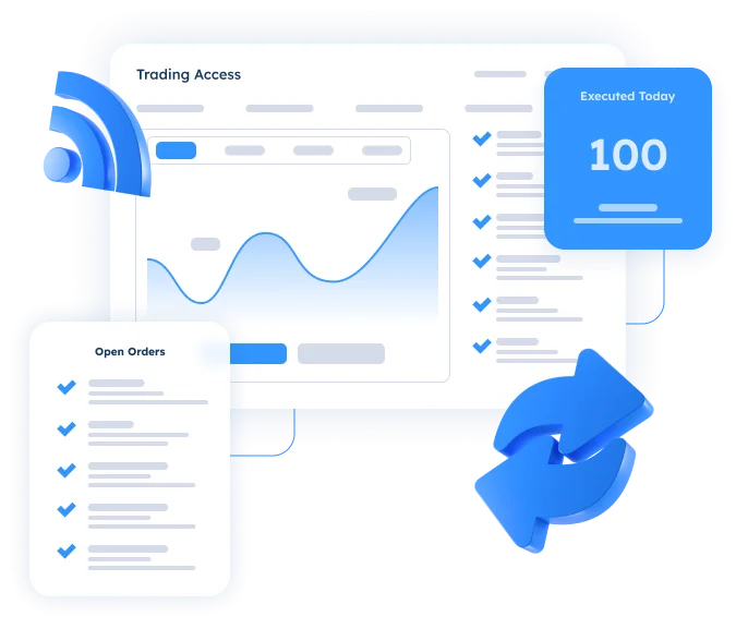 Unified system connecting trading platforms with order management and real-time execution updates