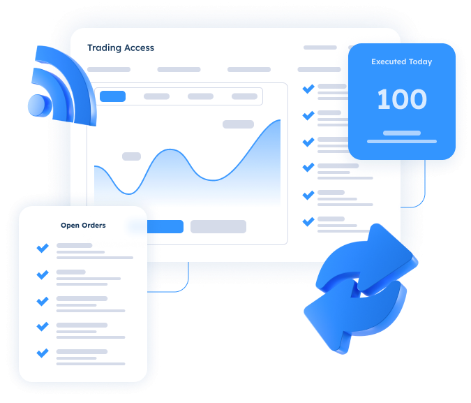 Unified system connecting trading platforms with order management and real-time execution updates
