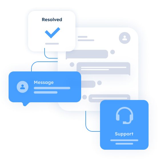CRM support system enabling quick responses through live chat and built-in ticketing