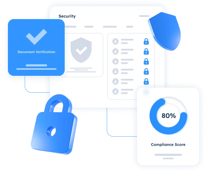 CRM system safeguarding user data with verification processes, secure access, and real-time compliance tracking
