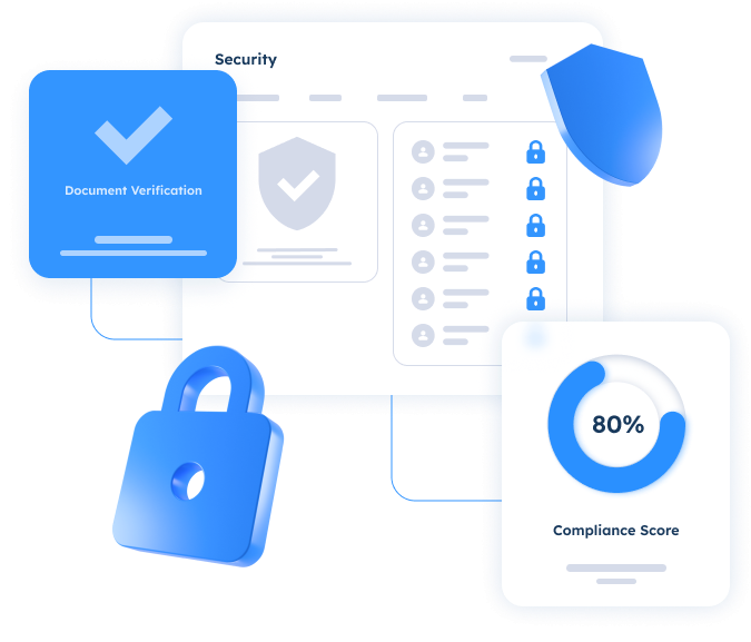 CRM system safeguarding user data with verification processes, secure access, and real-time compliance tracking