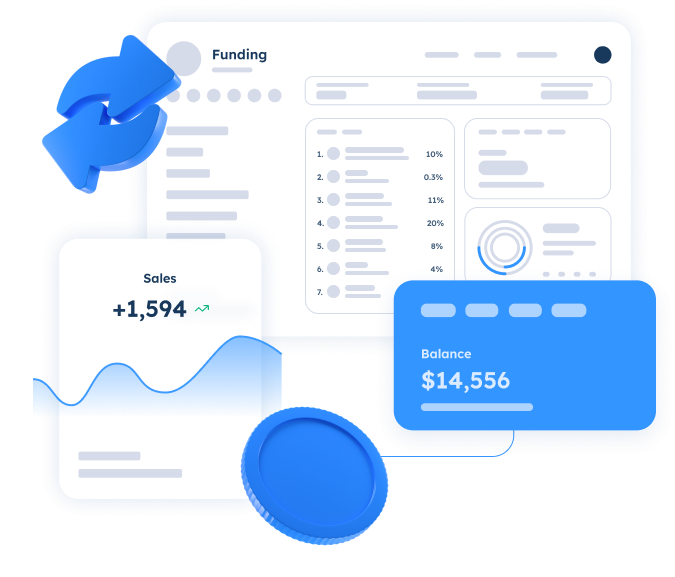 Platform view of automated funding workflows with real-time balances, sales insights, and secure fund transfers