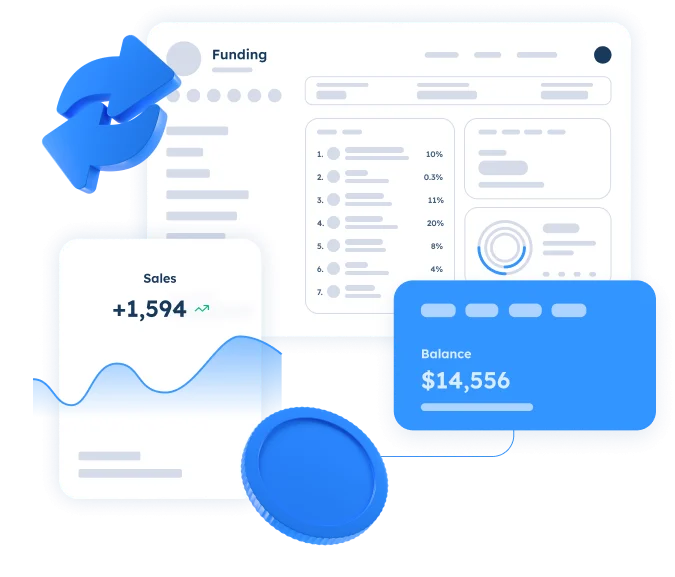 Platform view of automated funding workflows with real-time balances, sales insights, and secure fund transfers