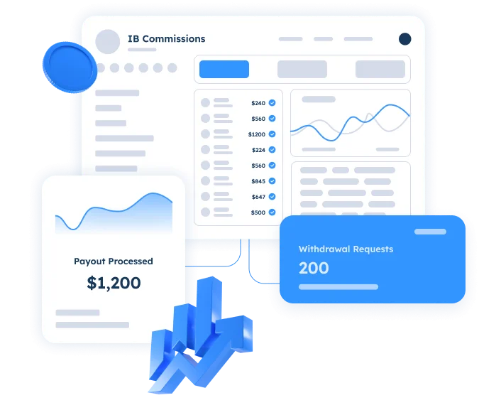 Platform managing affiliate commissions with payout processing, approval workflows, and withdrawal tracking