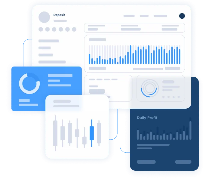 Specialized CRM for brokers with data visualizations, trading metrics, and actionable insights