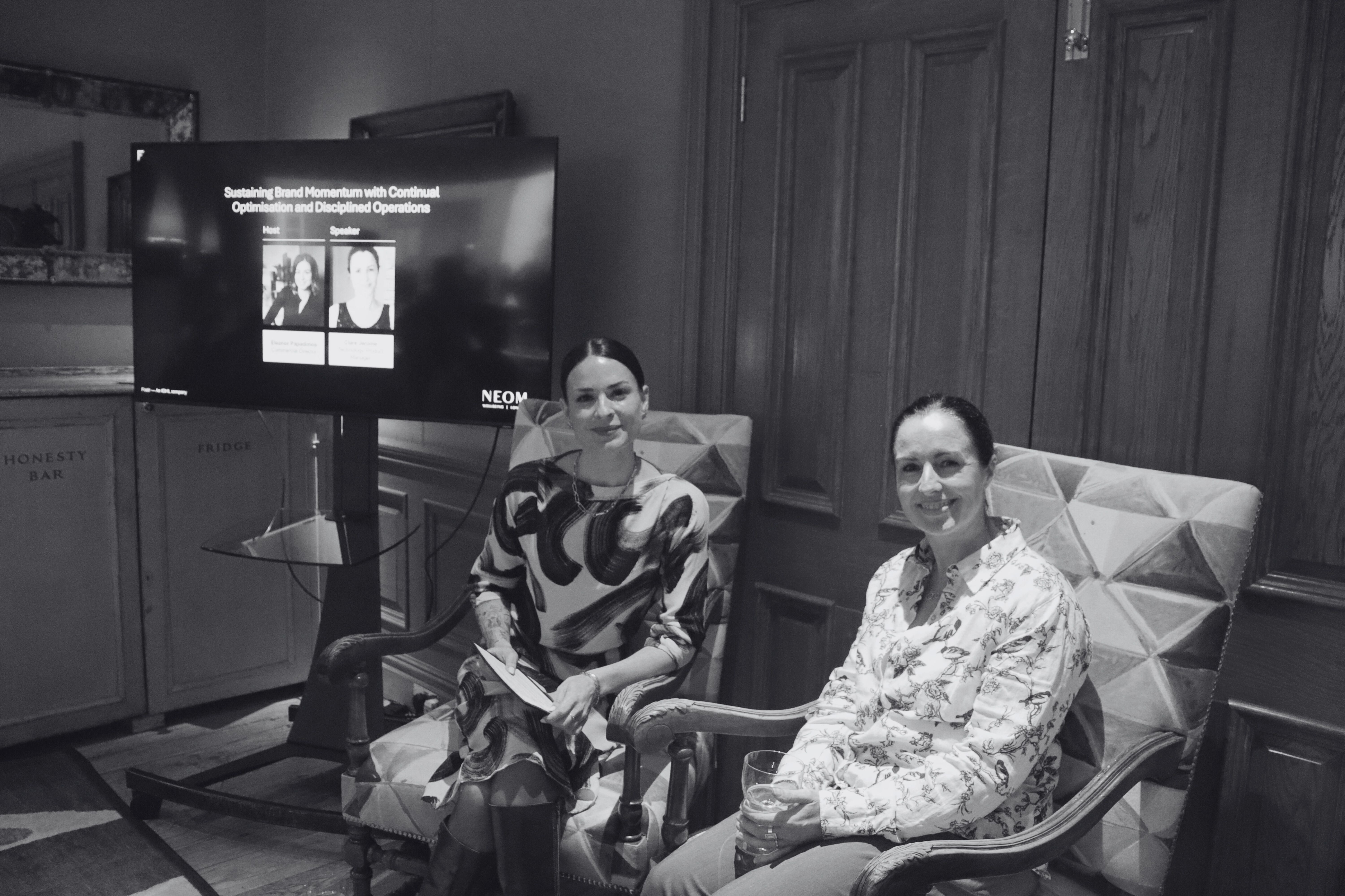 Eleanor Papadimos and NEOM's Clare Jerome