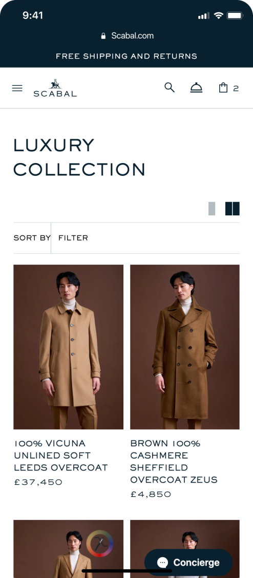 SCABAL homepage on mobile phone