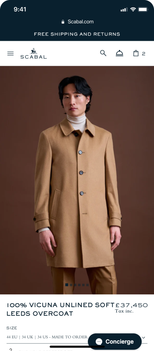 SCABAL homepage on mobile phone