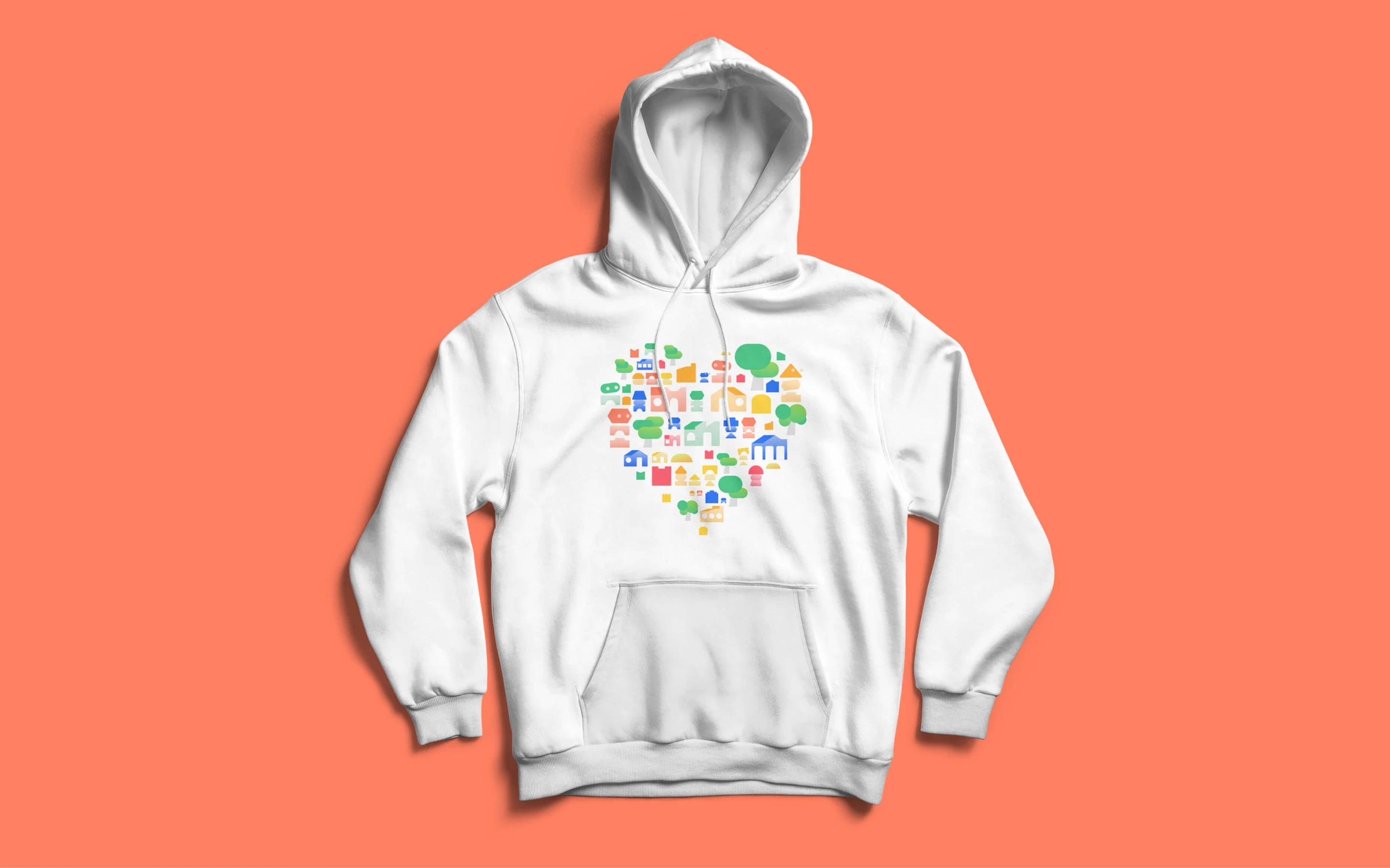 Village branded hoodie on coral