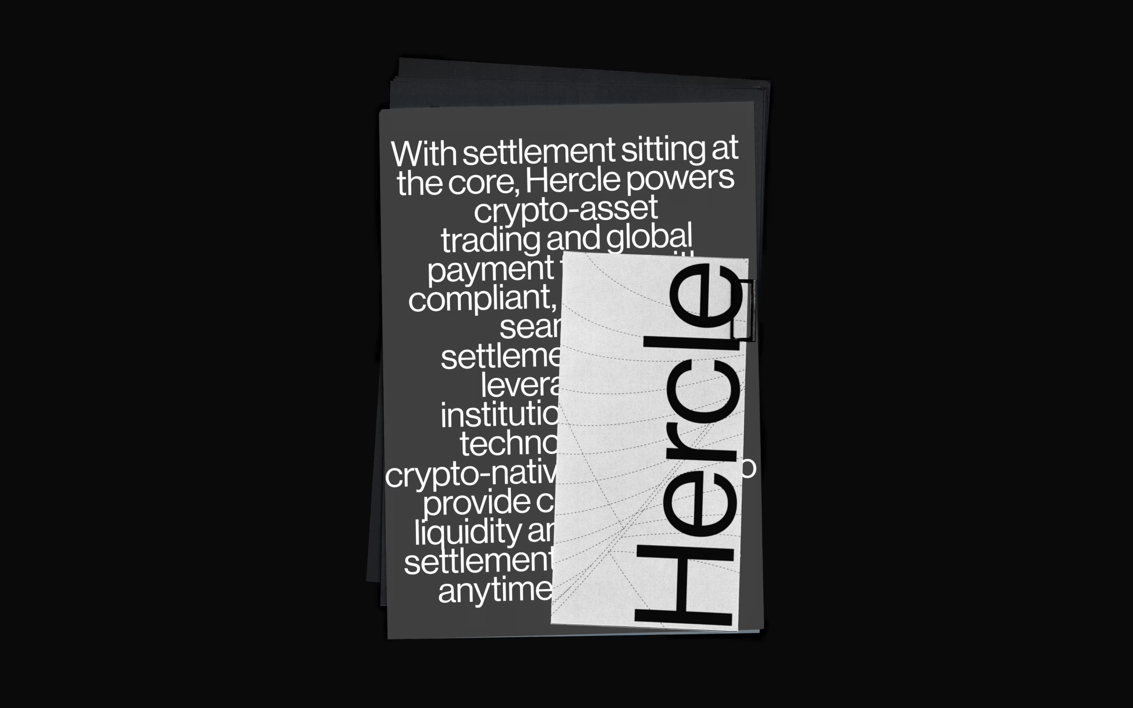 Hercle typographic poster on settlement and crypto-asset trading