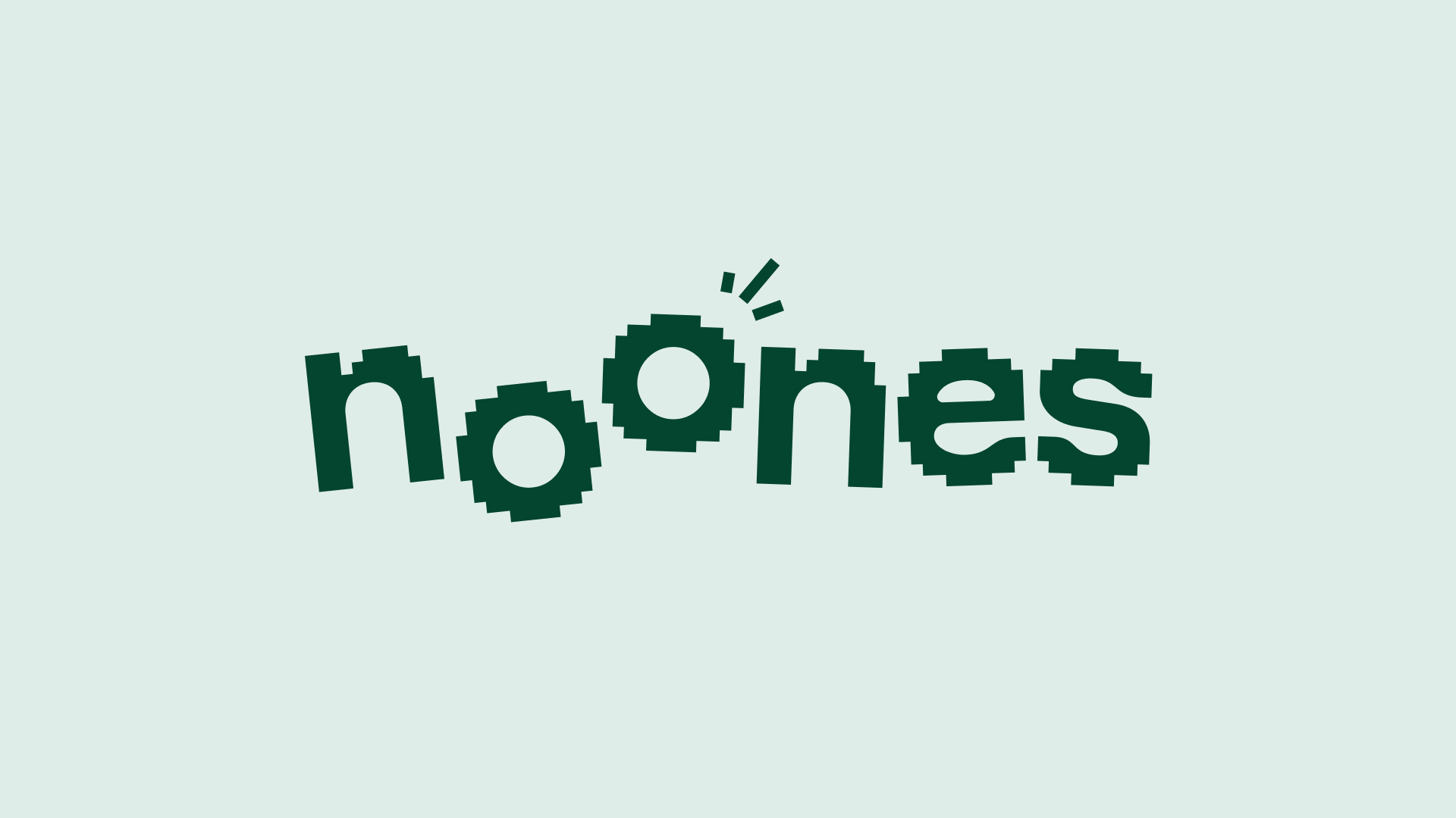 Noones wordmark showing the rotation angle of each letter