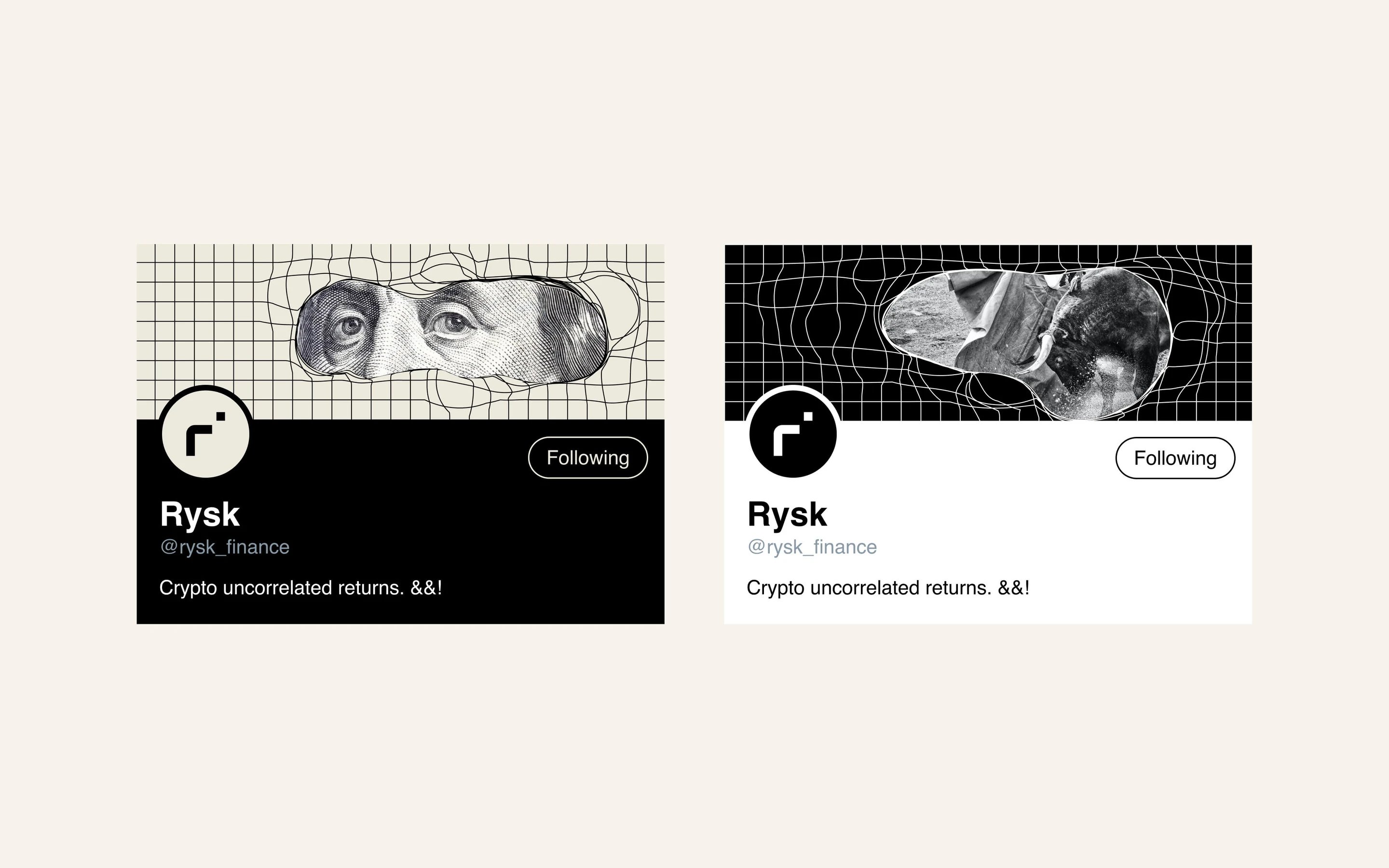 Rysk social profile cards: crypto uncorrelated returns