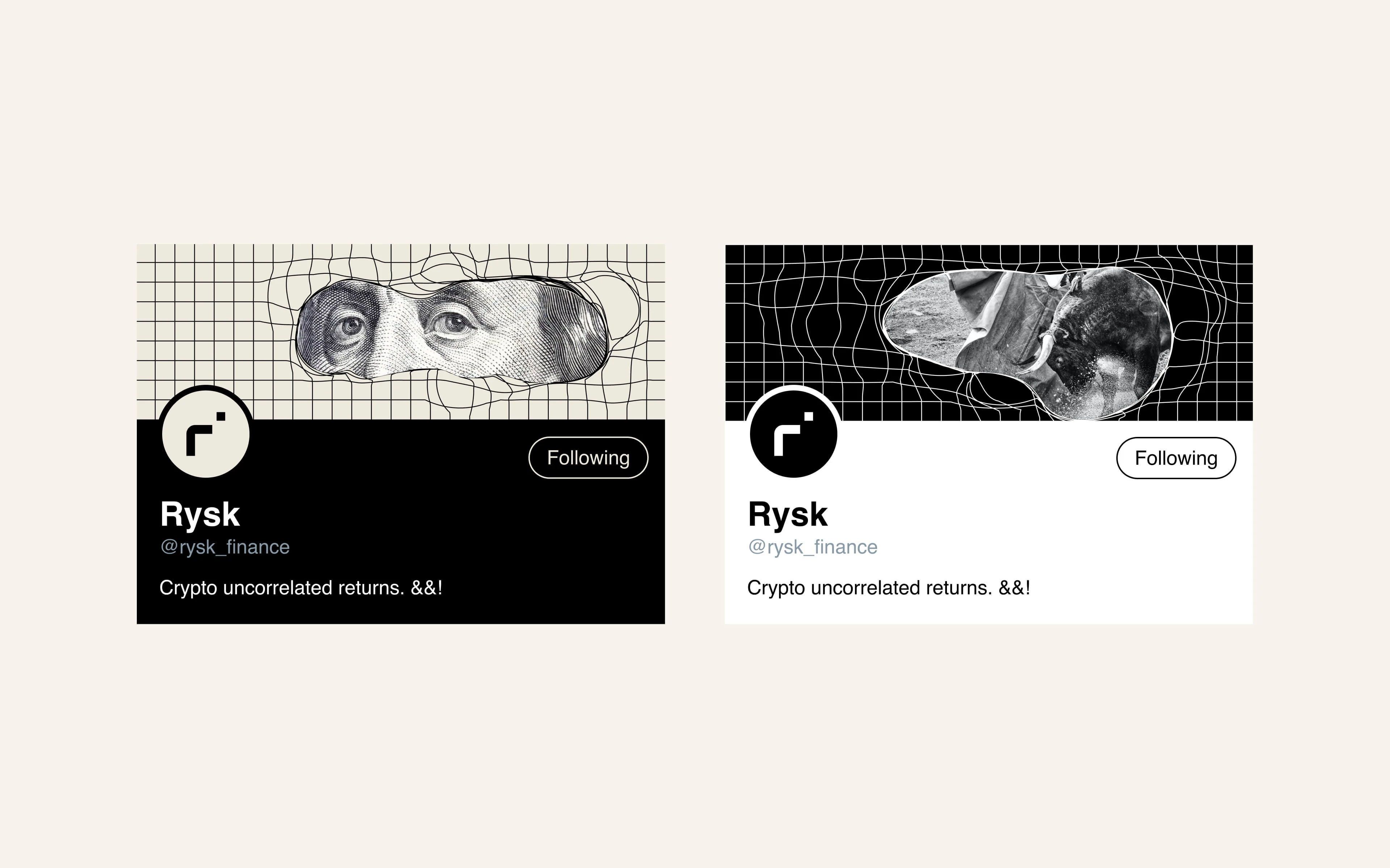Rysk social profile cards: crypto uncorrelated returns