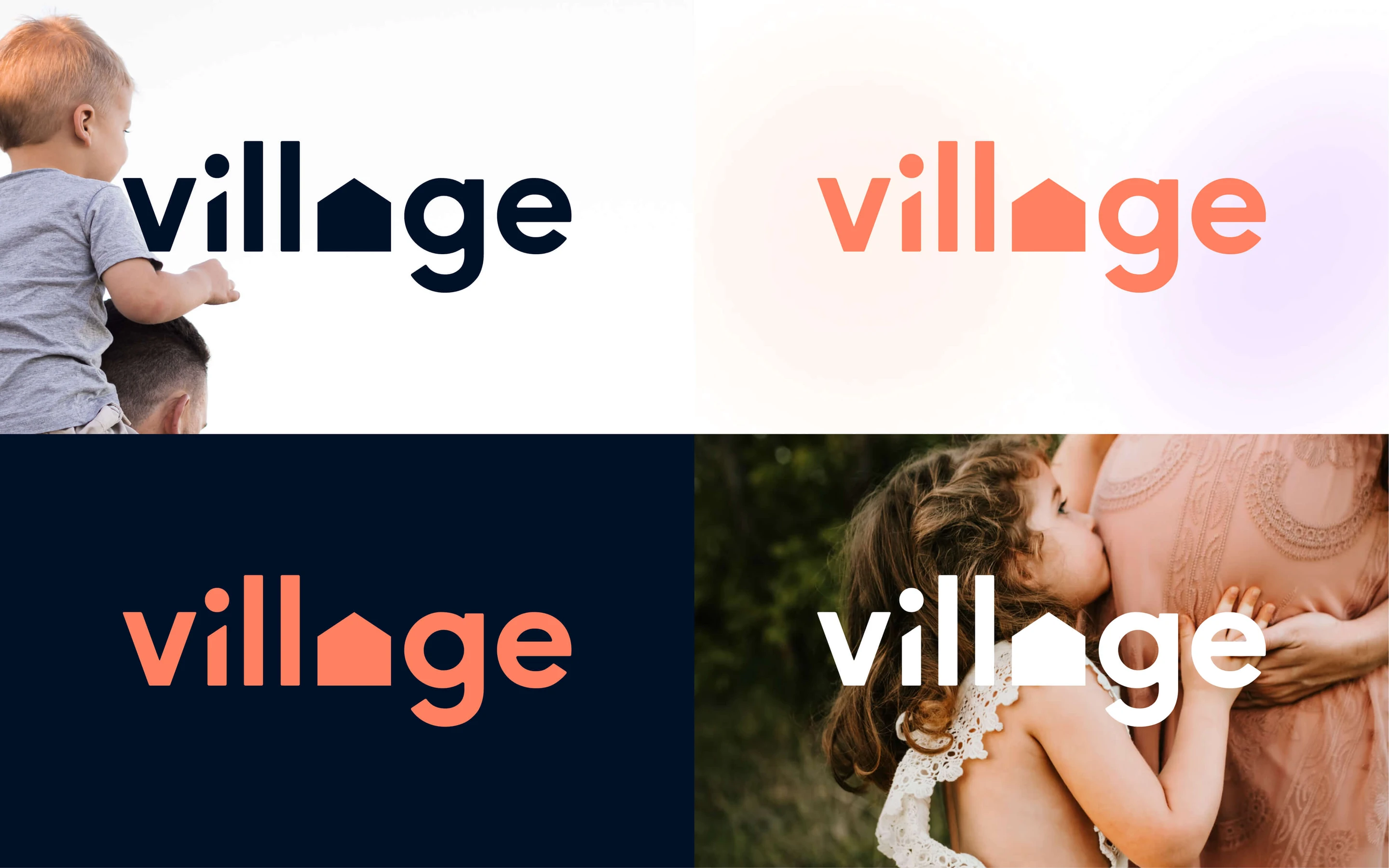 The Village wordmark across its brand colourways