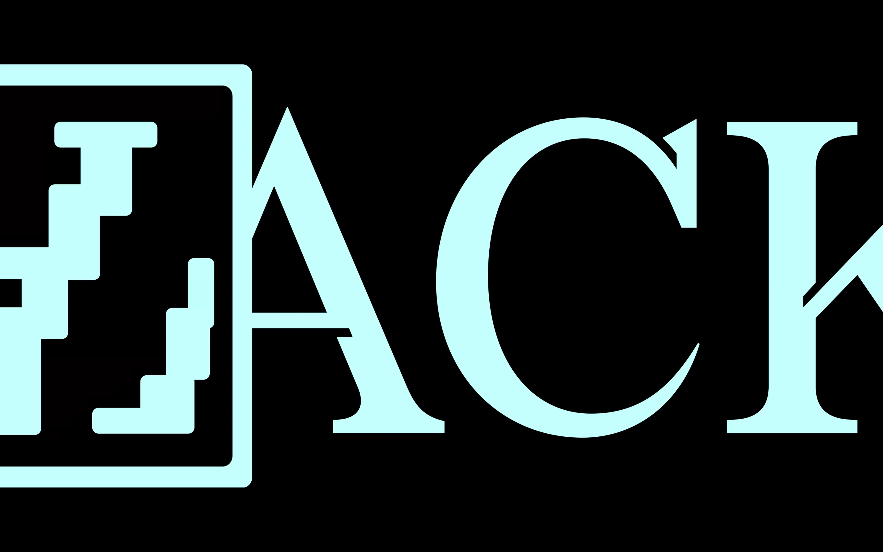 The Hackbot wordmark set large in pale blue on black