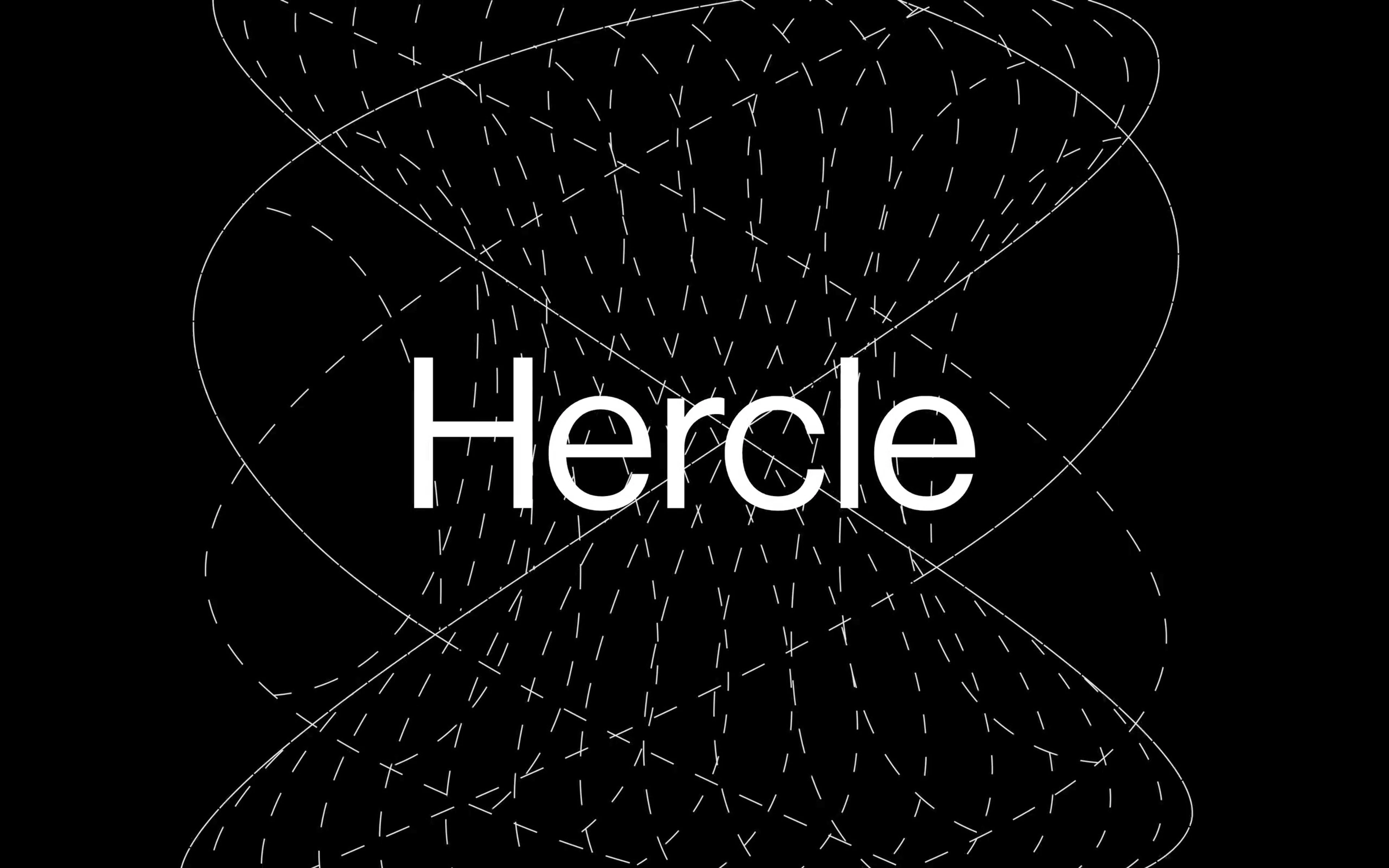 Hercle brand film opening title over the orbital line motif