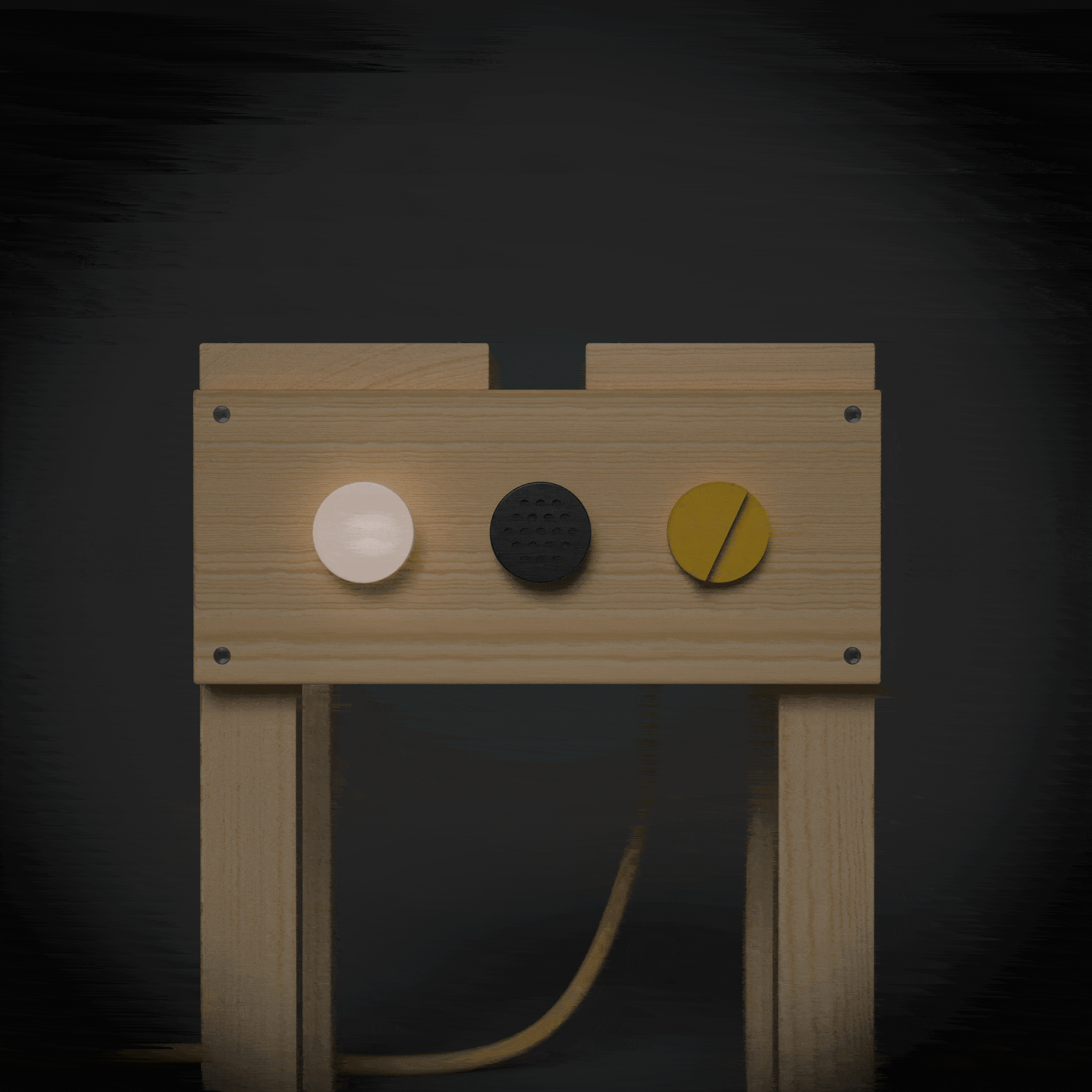 Sedia_2 Intelligence Unit set into the timber seat: RGB light, speaker and the chunky learn switch