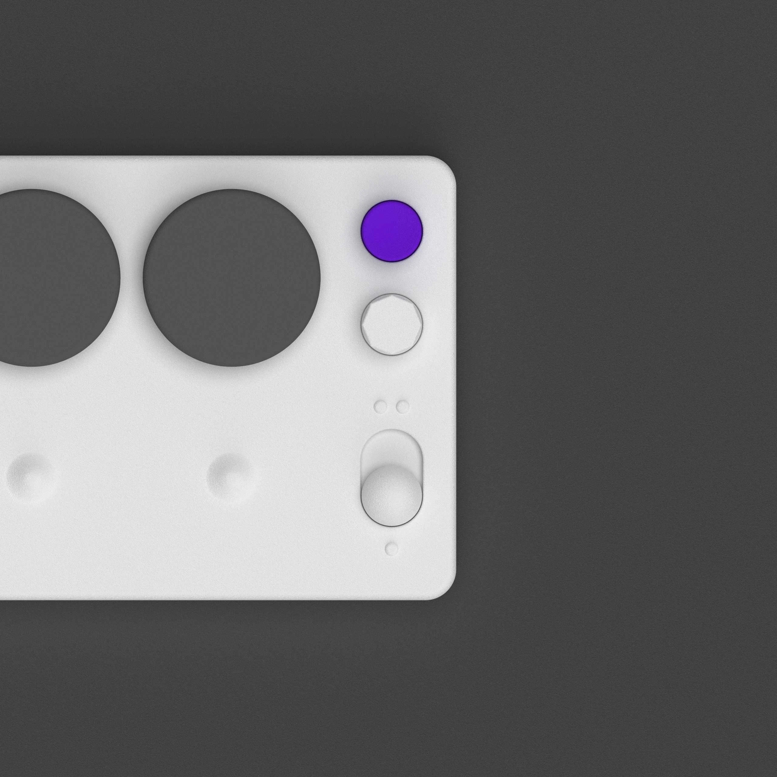 LUII controls: the dial, the switch, the read button and the freckle LEDs