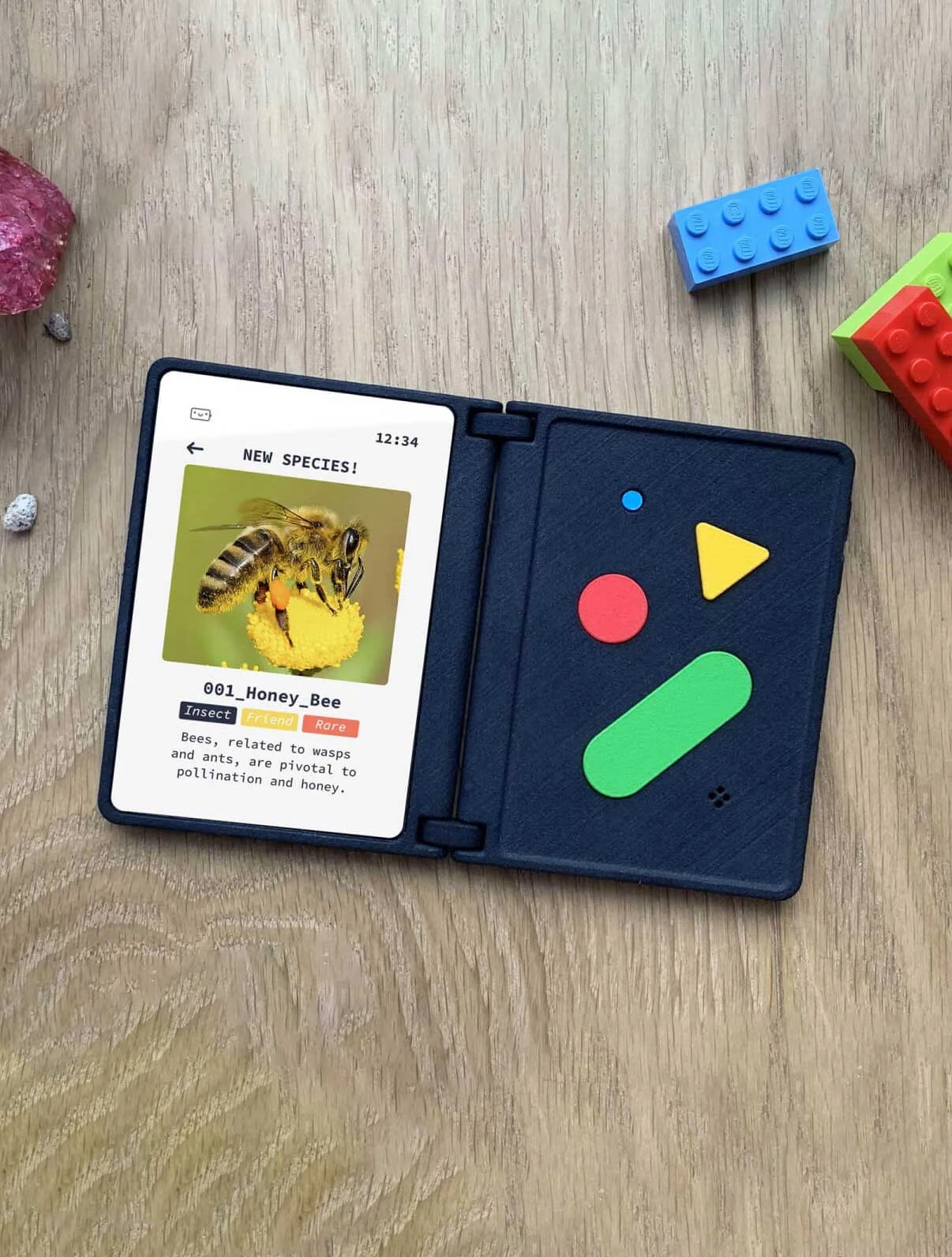 Ash AI Pokedex open, showing bee recognition on screen