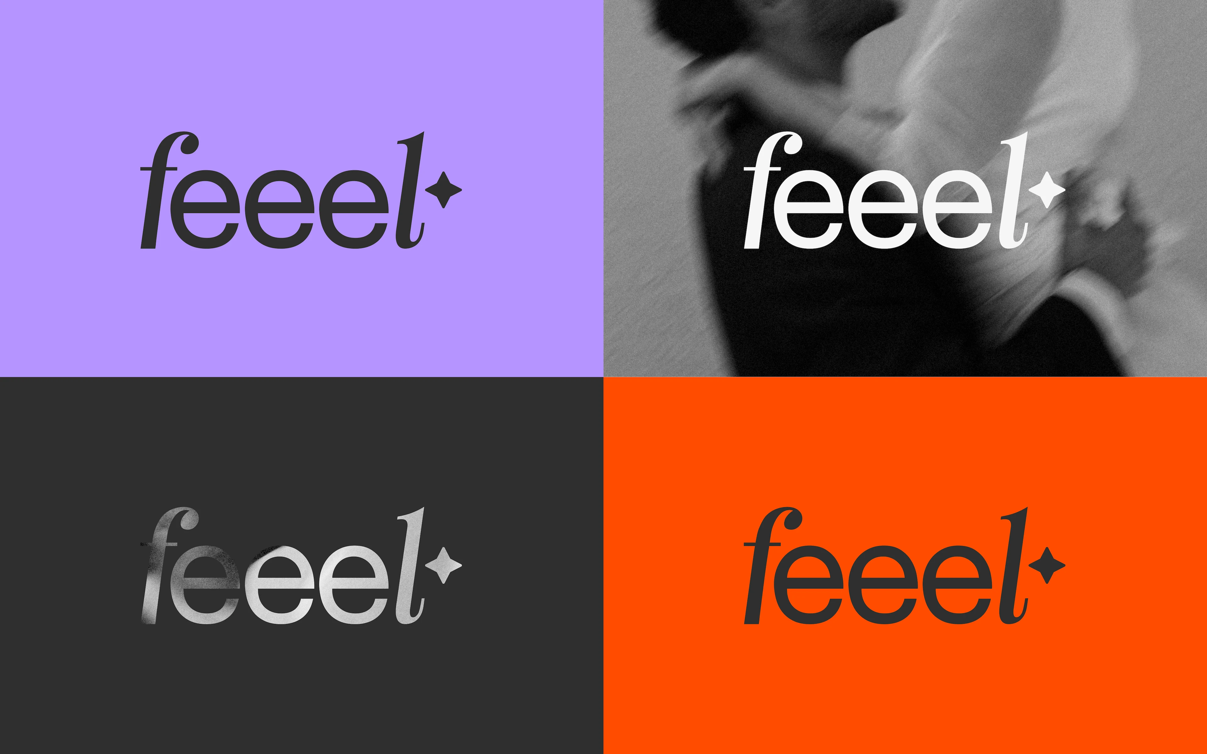 The feeel wordmark across the four brand colours