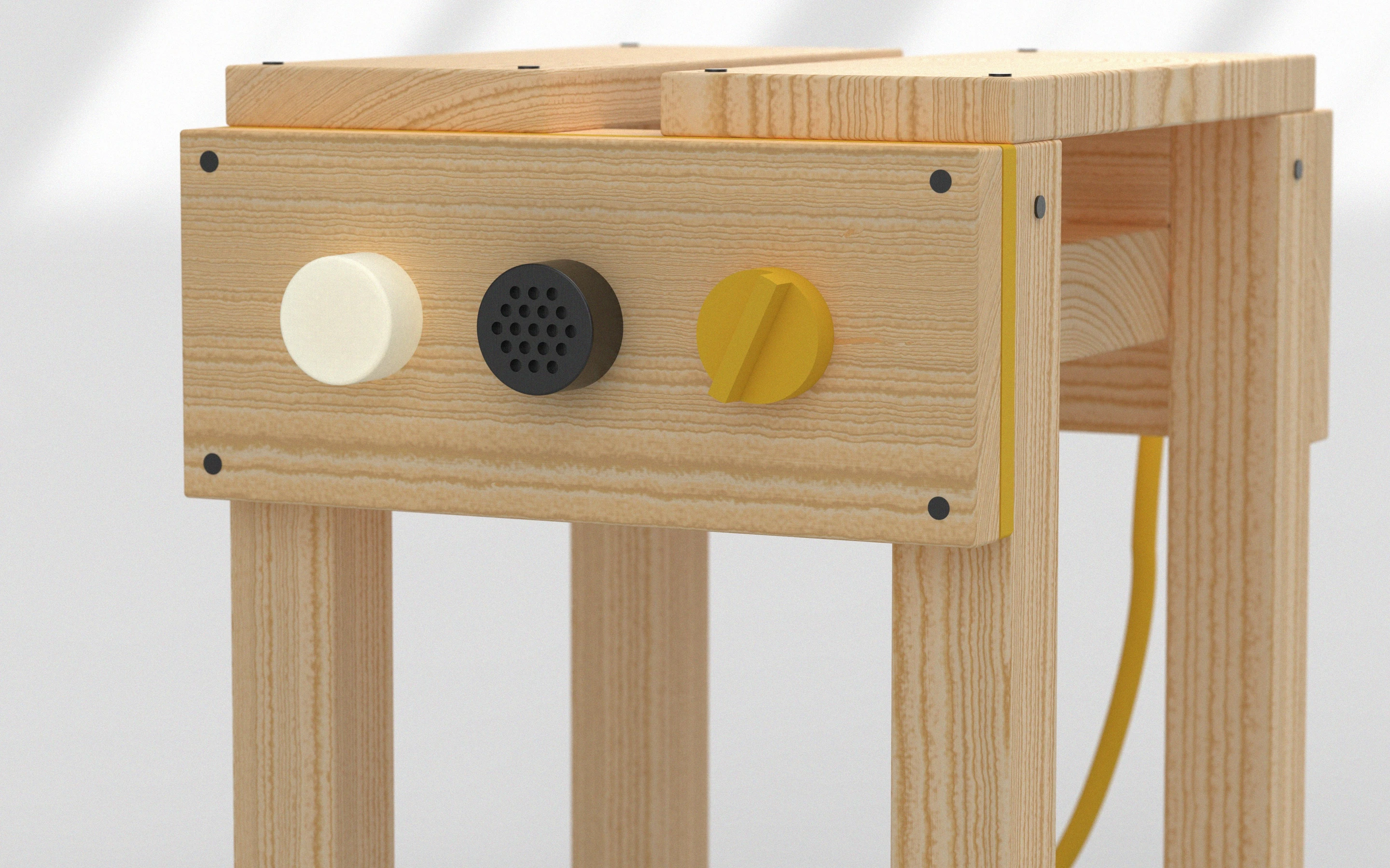 Sedia_2 rendered in cut timber with its yellow power cable