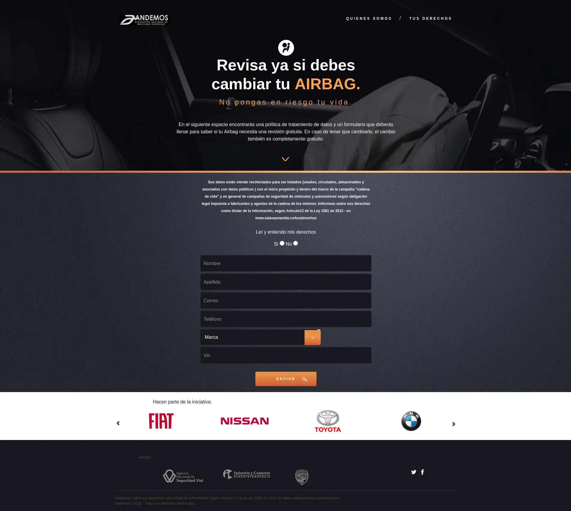 Airbag campaign Landing page