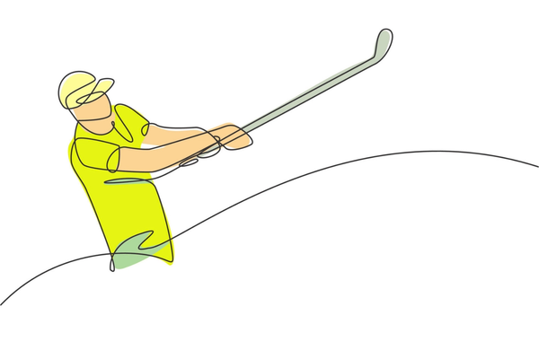 Ondernemer op de golfbaan na een succesvolle bedrijfsoverdracht