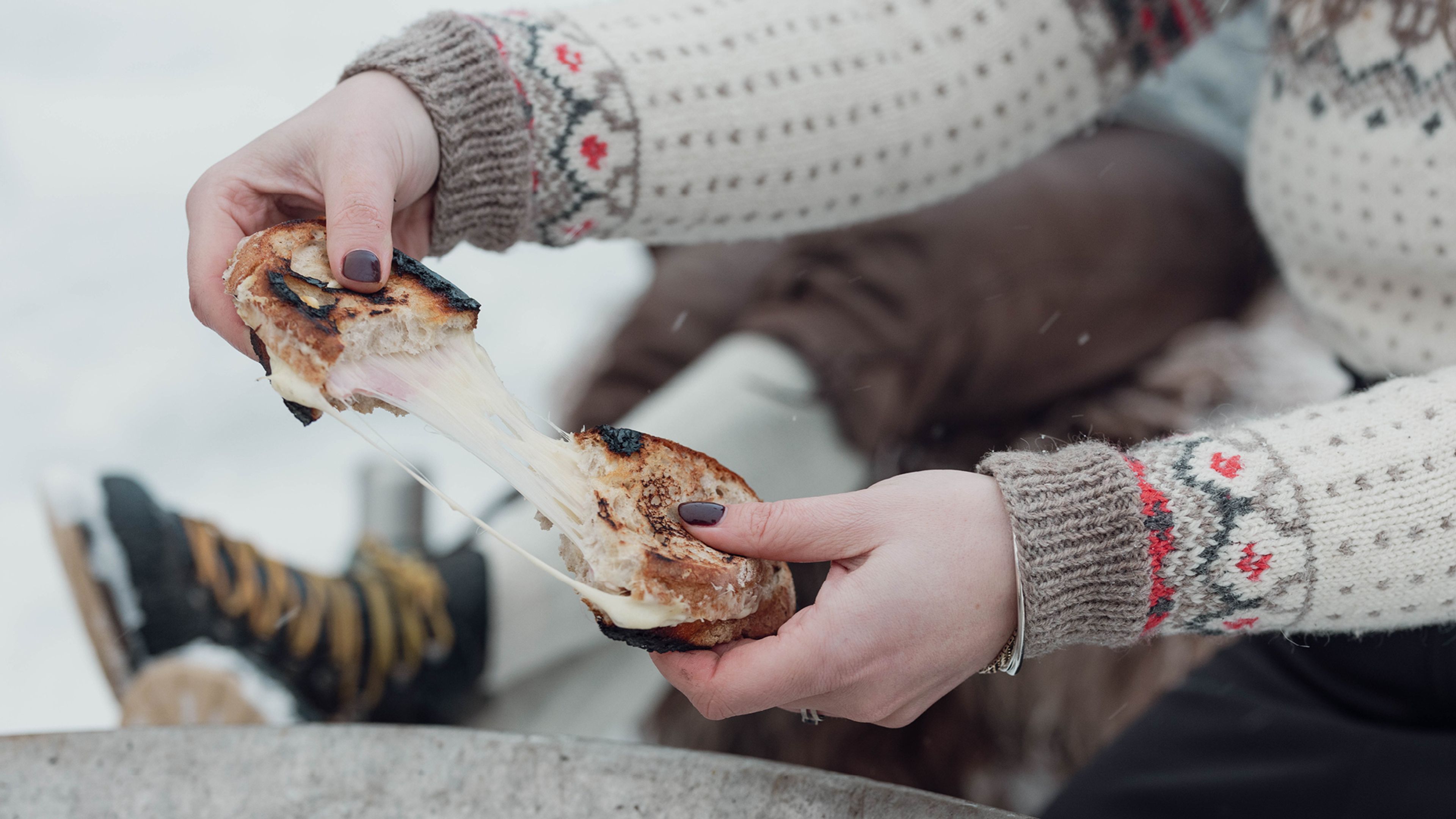 Ostesmørbrød med cheesepull