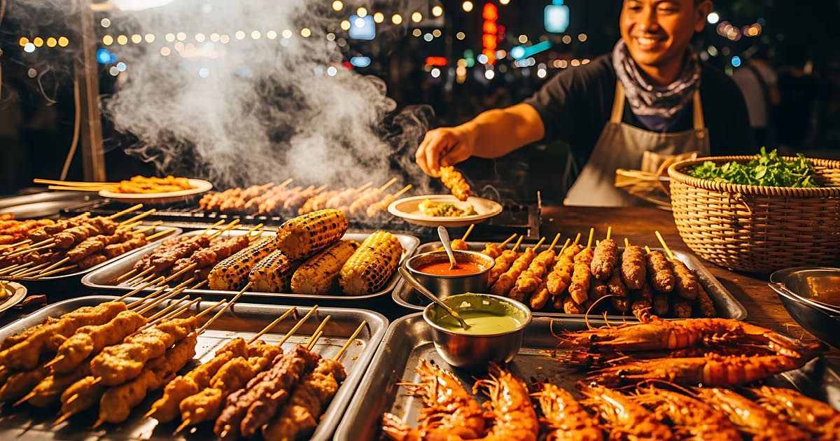 Boller og tallerkener med thailandske retter