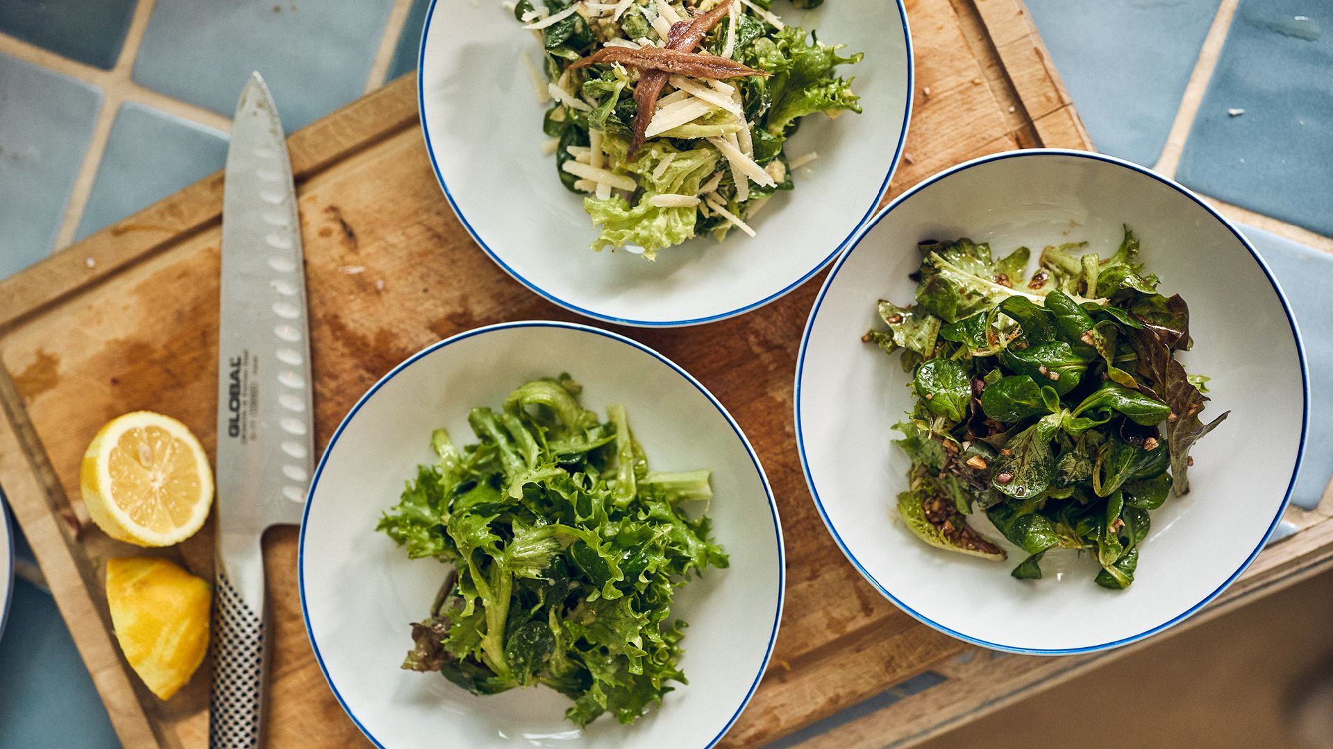 Tre salater med vinaigrette