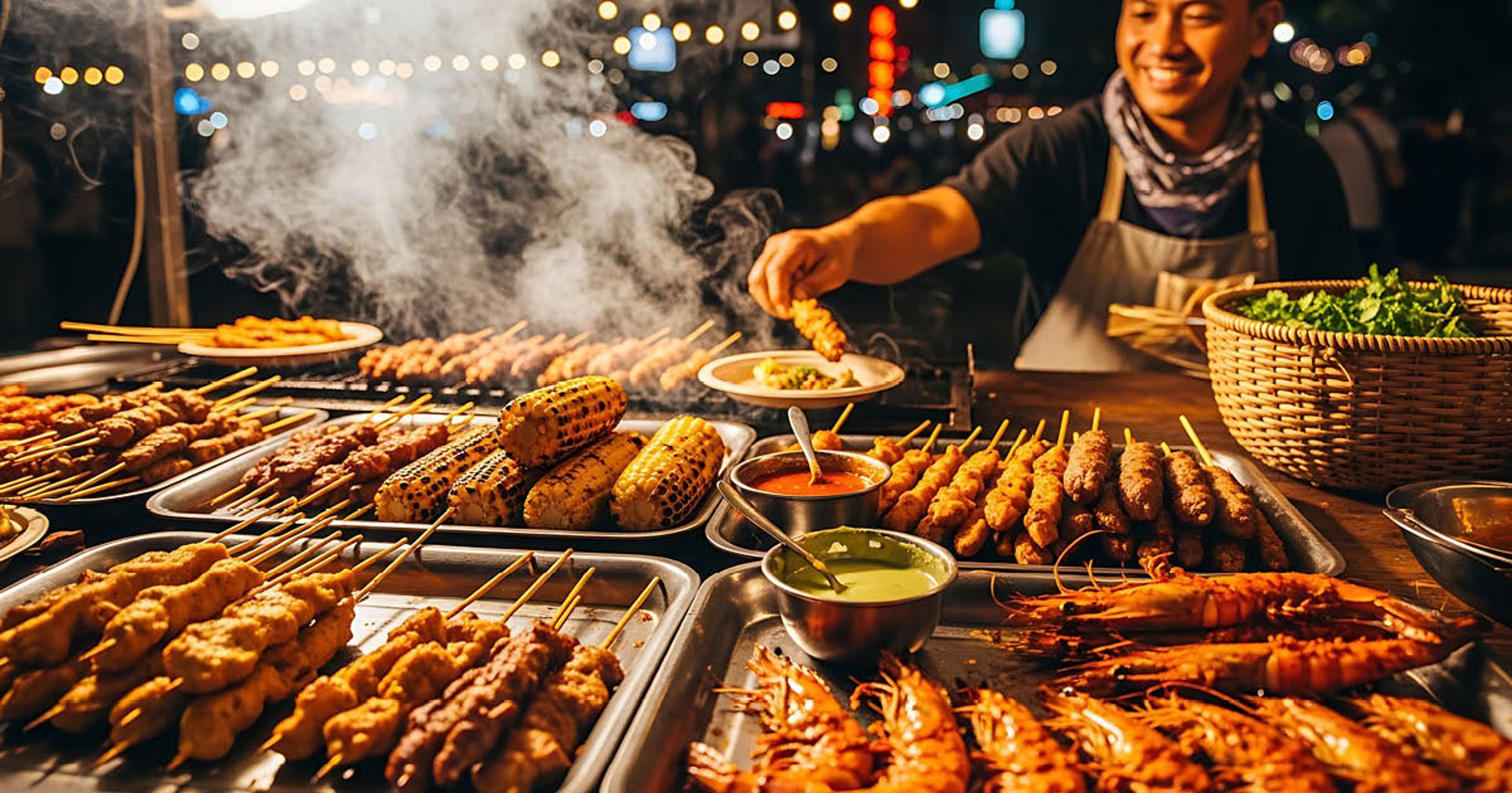 Tallrikar och skålar med thailändska rätter