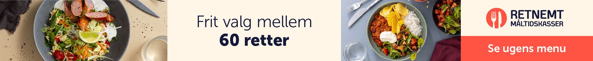 Frit valg mellem 60 retter på ugens menu