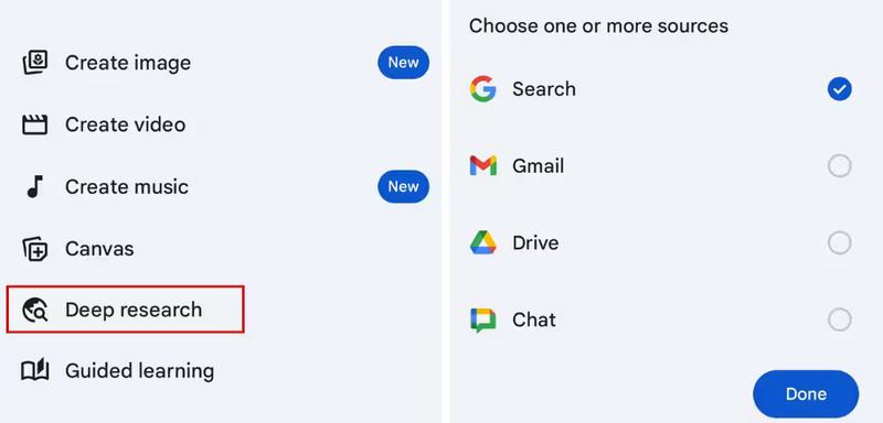Gemini for deep research