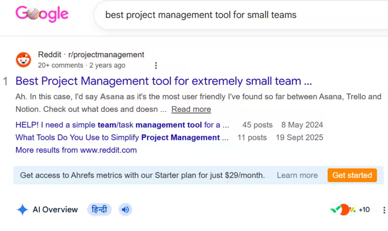 Reddit Domination in Google's SERP
