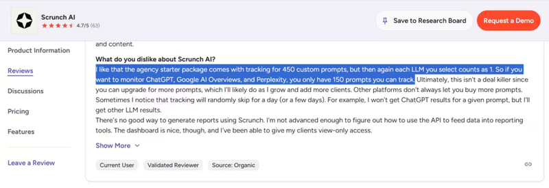Scrunch AI Review from G2 (a user review)