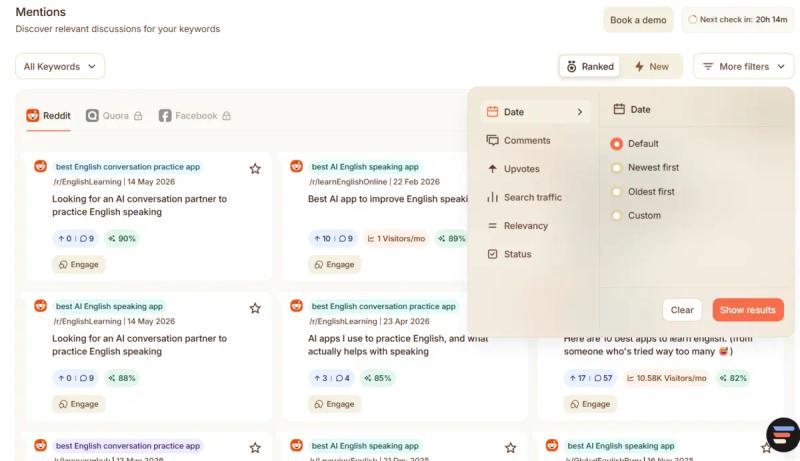 CrowdReply Mentions dashboard