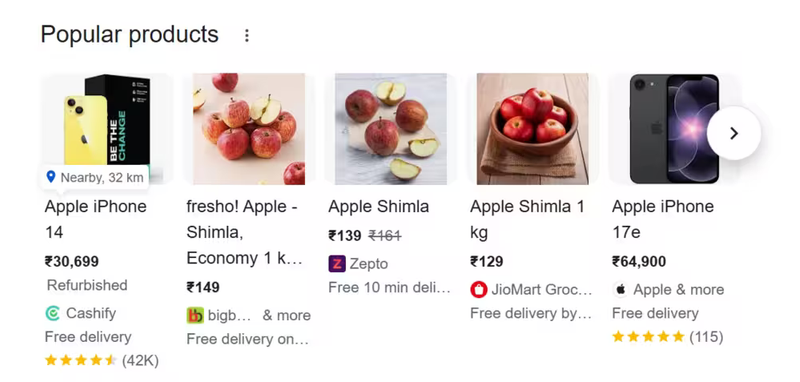 google search result for Apple